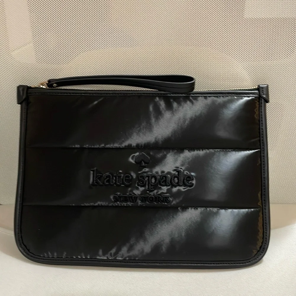 kate spade Black Quilted Wristlet Clutch